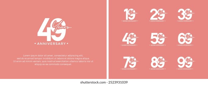 anniversary logo style set with white color can be use for celebration moment