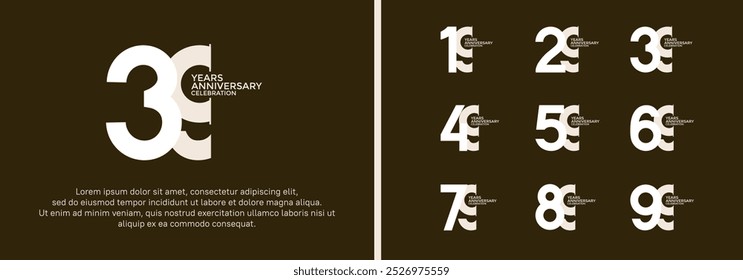 anniversary logo style set with white and brown color can be use for celebration moment