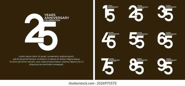 anniversary logo style set with white color can be use for celebration moment