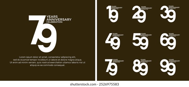 anniversary logo style set with white color can be use for celebration moment