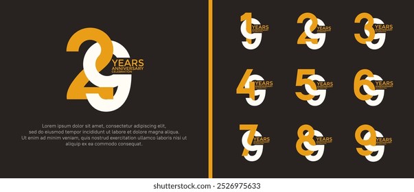 anniversary logo style set with white and yellow color can be use for celebration moment