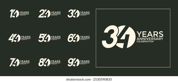 estilo logotipo de aniversário definido com cor branca pode ser usado para momento de celebração