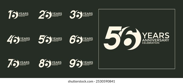 anniversary logo style set with white color can be use for celebration moment