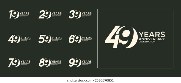 anniversary logo style set with white color can be use for celebration moment