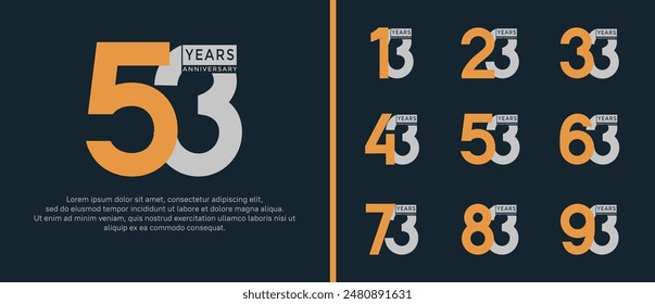 anniversary logo style set with yellow and gray color can be use for celebration moment
