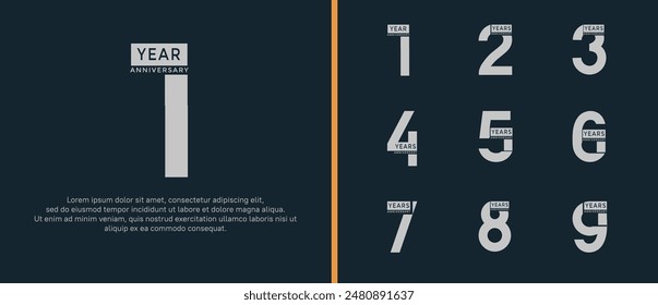 anniversary logo style set with yellow and gray color can be use for celebration moment