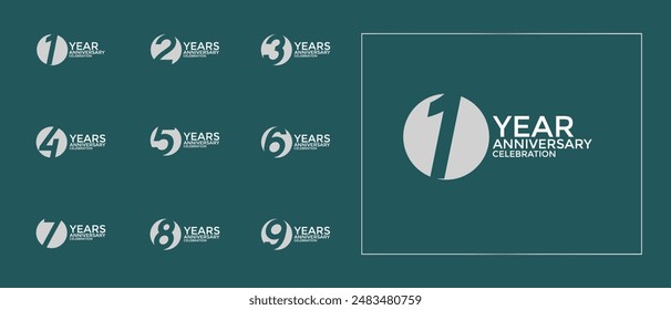 anniversary logo style set with yellow and white color can be use for celebration moment