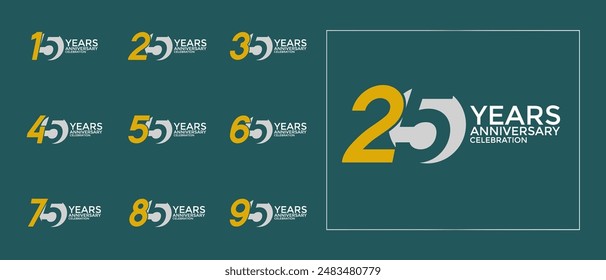 el estilo del logotipo del aniversario establecido con el color amarillo y blanco se puede utilizar para el momento de la celebración