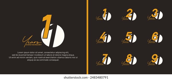 anniversary logo style set with yellow and white color can be use for celebration moment