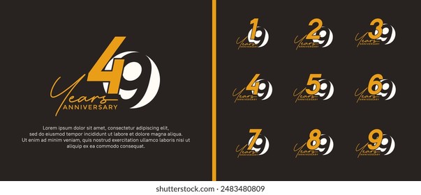 anniversary logo style set with yellow and white color can be use for celebration moment