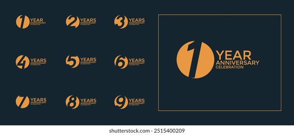 anniversary logo style set with yellow color can be use for celebration moment