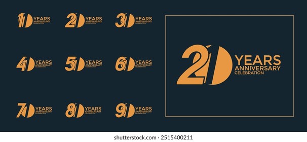 anniversary logo style set with yellow color can be use for celebration moment