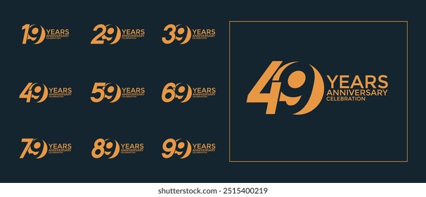 anniversary logo style set with yellow color can be use for celebration moment