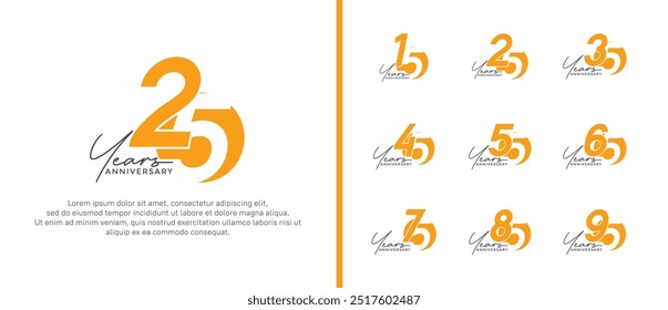 anniversary logo style set with yellow color can be use for celebration moment