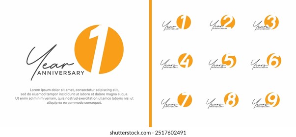 anniversary logo style set with yellow color can be use for celebration moment