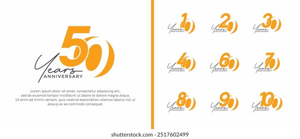 anniversary logo style set with yellow color can be use for celebration moment