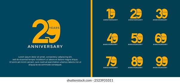 anniversary logo style set with yellow color can be use for celebration moment