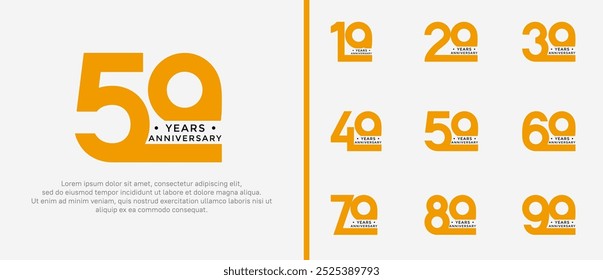 anniversary logo style set with yellow color can be use for celebration moment