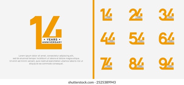 anniversary logo style set with yellow color can be use for celebration moment