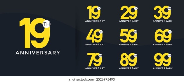 anniversary logo style set with yellow color can be use for celebration moment