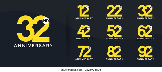 El estilo del logotipo del aniversario fijado con el color amarillo se puede utilizar para el momento de la celebración