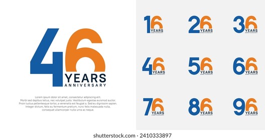 anniversary logo style vector design with blue and orange color can be use for celebration day