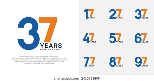 anniversary logo style vector design with blue and orange color can be use for celebration day