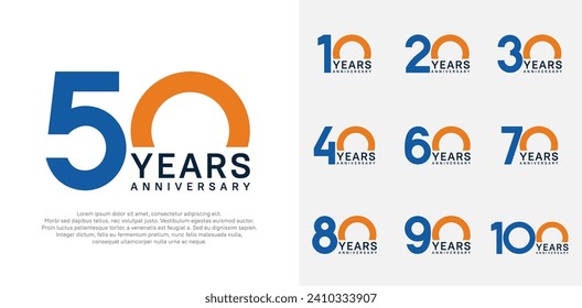 anniversary logo style vector design with blue and orange color can be use for celebration day