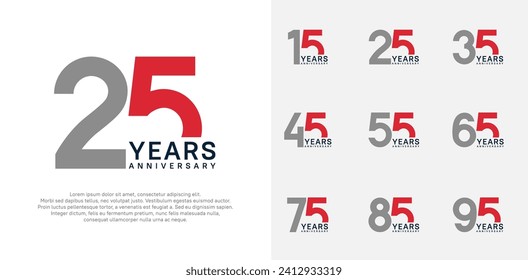 anniversary logo style vector design with gray and red color can be use for celebration day