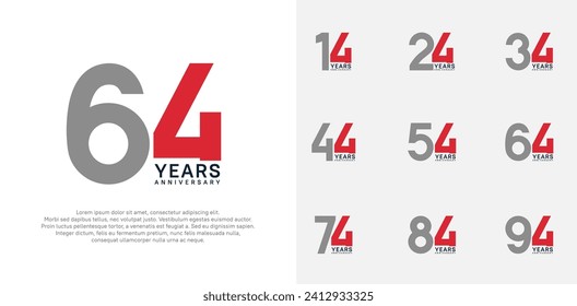 diseño vectorial de estilo de logotipo de aniversario con color gris y rojo puede utilizarse para el día de celebración