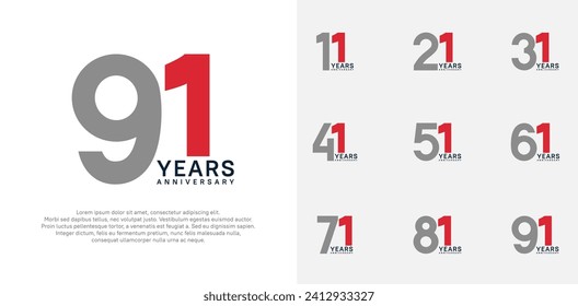 anniversary logo style vector design with gray and red color can be use for celebration day