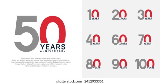 anniversary logo style vector design with gray and red color can be use for celebration day