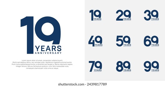anniversary logo style vector design with dark blue color can be use for celebration day