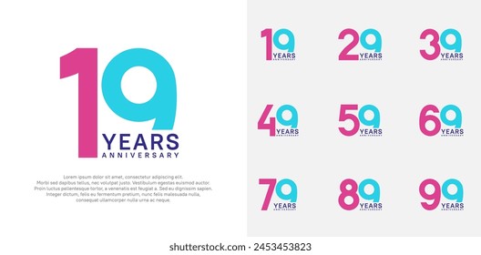 el diseño del Vector del estilo del logotipo del aniversario con el color púrpura y azul se puede utilizar para el día de la celebración