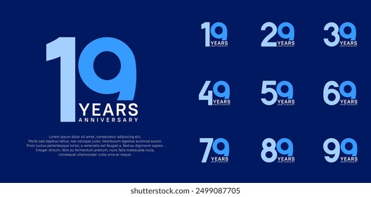 anniversary logo style vector design with blue color can be use for celebration day