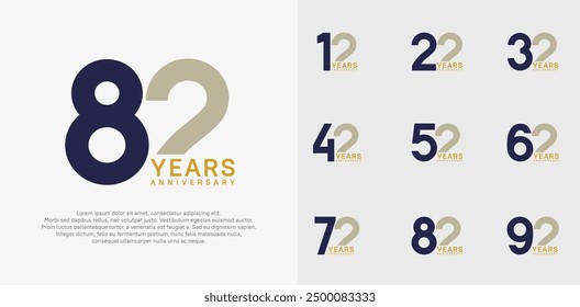 Diseño de Vector de estilo de logotipo de aniversario con color marrón y azul se puede utilizar para el día de la celebración