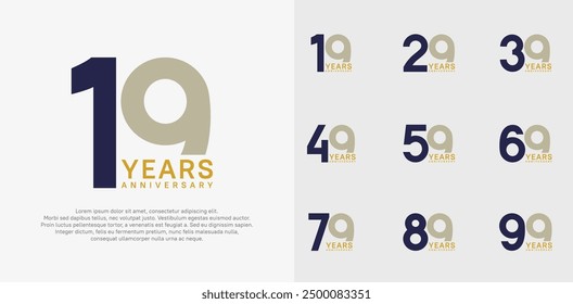 anniversary logo style vector design with brown and blue color can be use for celebration day