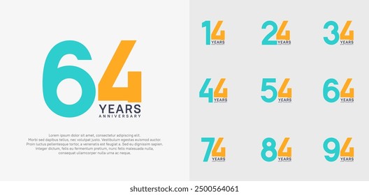 Diseño de Vector de estilo de logotipo de aniversario con color naranja y azul se puede utilizar para el día de la celebración