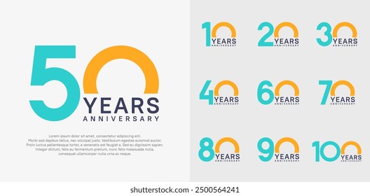 anniversary logo style vector design with orange and blue color can be use for celebration day