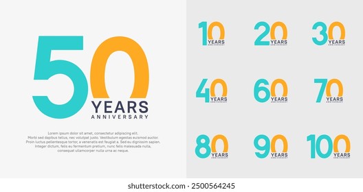 Diseño de Vector de estilo de logotipo de aniversario con color naranja y azul se puede utilizar para el día de la celebración
