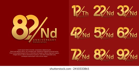anniversary logo style vector set with slash golden color can be use for celebration