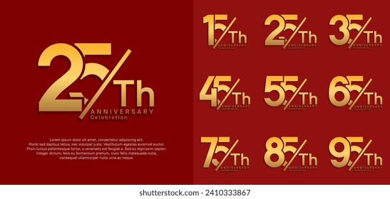 anniversary logo style vector set with slash golden color can be use for celebration