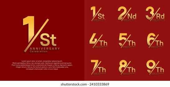anniversary logo style vector set with slash golden color can be use for celebration