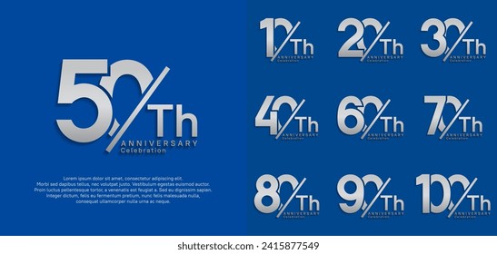 anniversary logo style vector set with slash silver color can be use for celebration