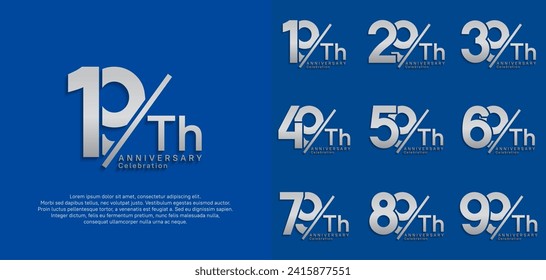 anniversary logo style vector set with slash silver color can be use for celebration