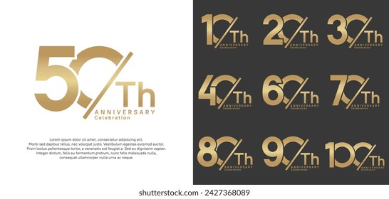 anniversary logo style vector set with slash gold color can be use for celebration