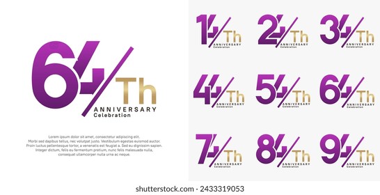 el vector del estilo del logotipo del aniversario con la barra púrpura y el color dorado se puede utilizar para la celebración