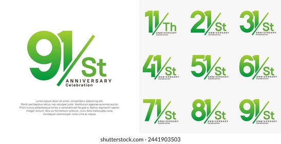 Jubiläums-Logo-Stil Vektor-Set mit Schrägstrich-grüne Farbe kann für die Feier verwendet werden