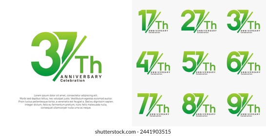 anniversary logo style vector set with slash green color can be use for celebration