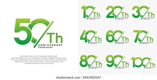 anniversary logo style vector set with slash green color can be use for celebration